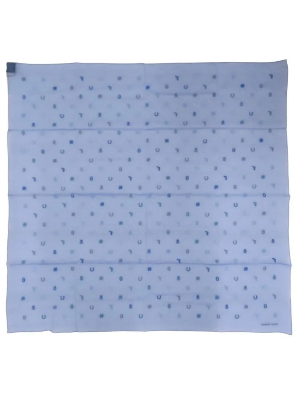 Hermes Carre 100 Multi Charm Silk Muslin Blue Scarf